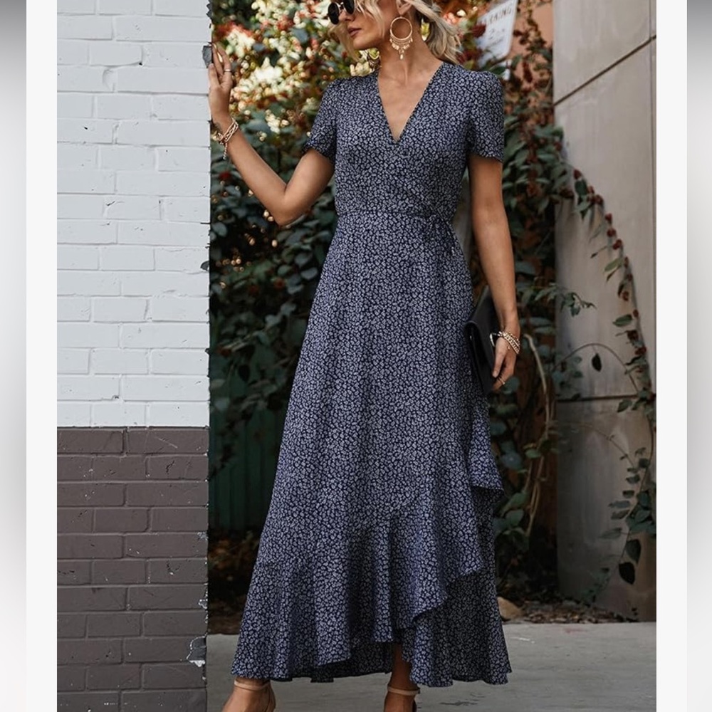 Pretty Garden Floral Print Wrap Dress